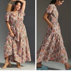 ANTHROPOLOGIE THE SOMERSET WITH EARTH TONE PAISLEY DESIGN SIZE SMALL